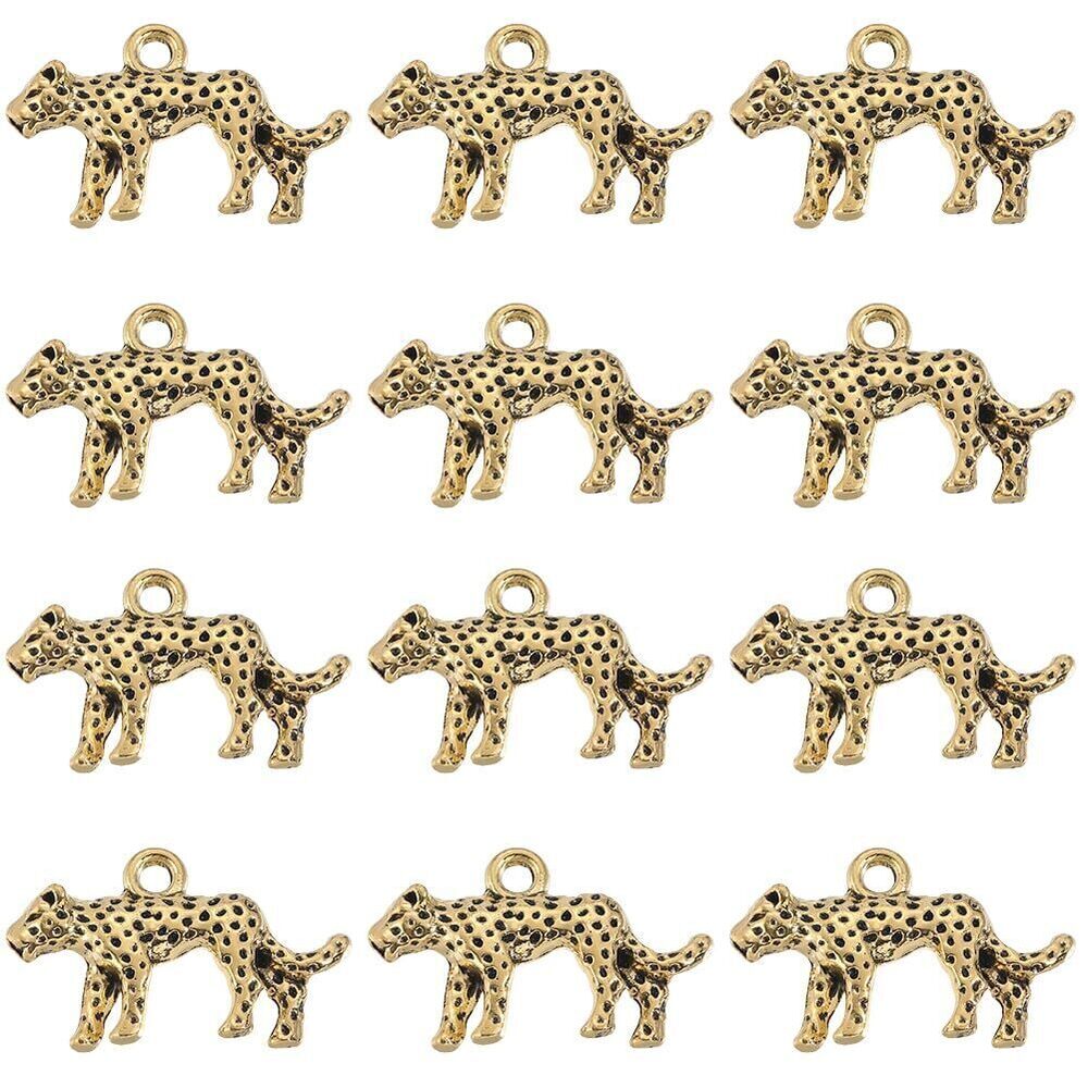 2613 1 Box 60Pcs Leopard Charms Cheetah Charm Bulk Alloy Tibetan Style